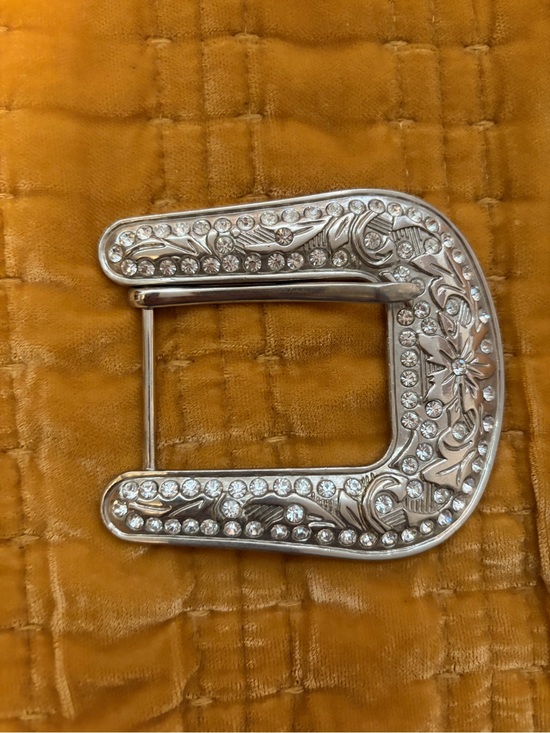 México Accessories - Silver Floral Rhinestone Western-Style Belt Buckle - Women's Accessory